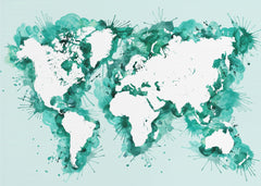 Kartor Teal strokes world map – kvalitetsprodukt för ett vackrare och mer hållbart hem