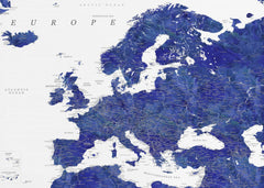 Kartor Navy blue detailed map of Europe – kvalitetsprodukt för ett vackrare och mer hållbart hem