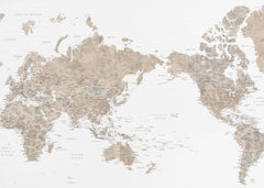 Kartor Pacific centered world map in taupe – kvalitetsprodukt för ett vackrare och mer hållbart hem