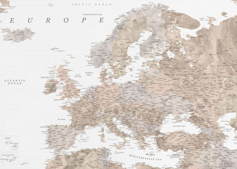 Taupe detailed map of Europe
