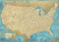 Kartor Highly detailed map of the United States Lexy – kvalitetsprodukt för ett vackrare och mer hållbart hem