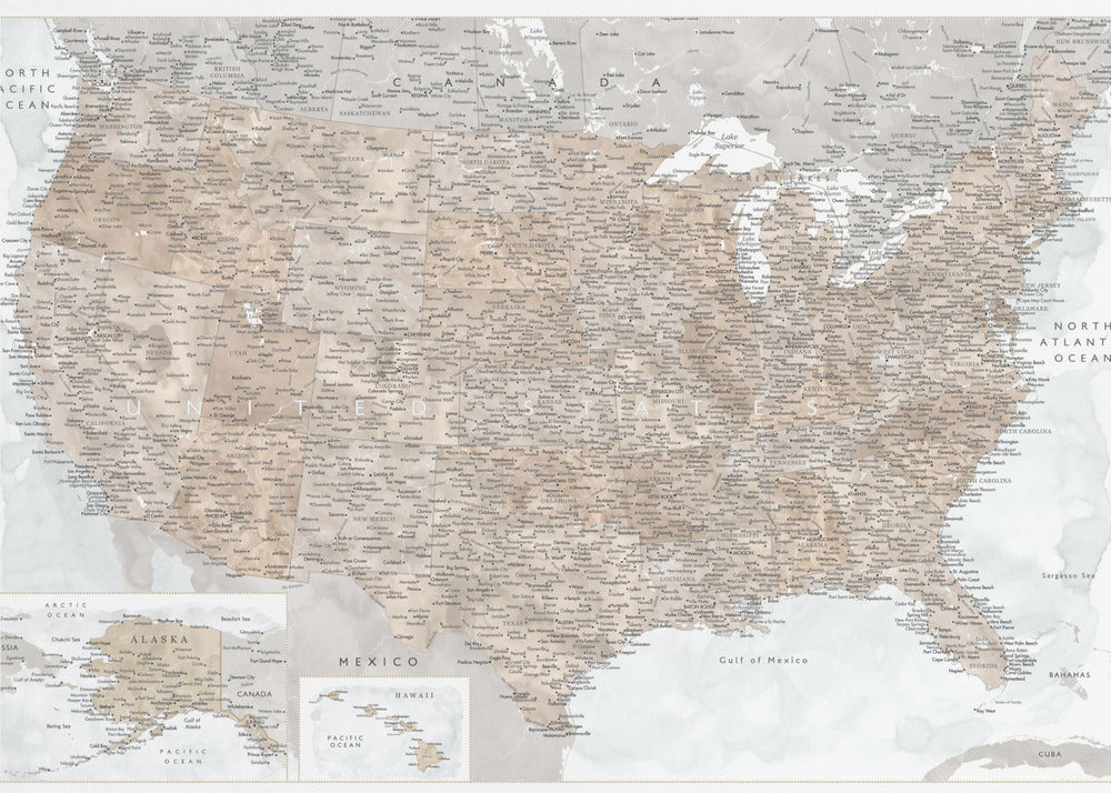 Highly detailed map of the United States, Calista