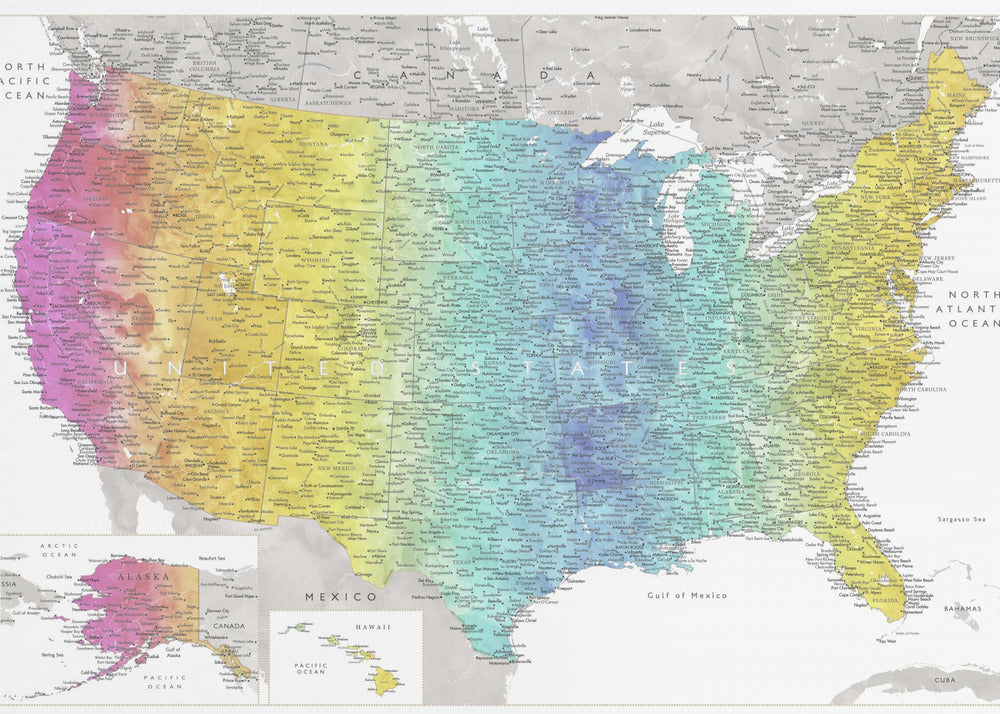 Highly detailed map of the United States, Jude