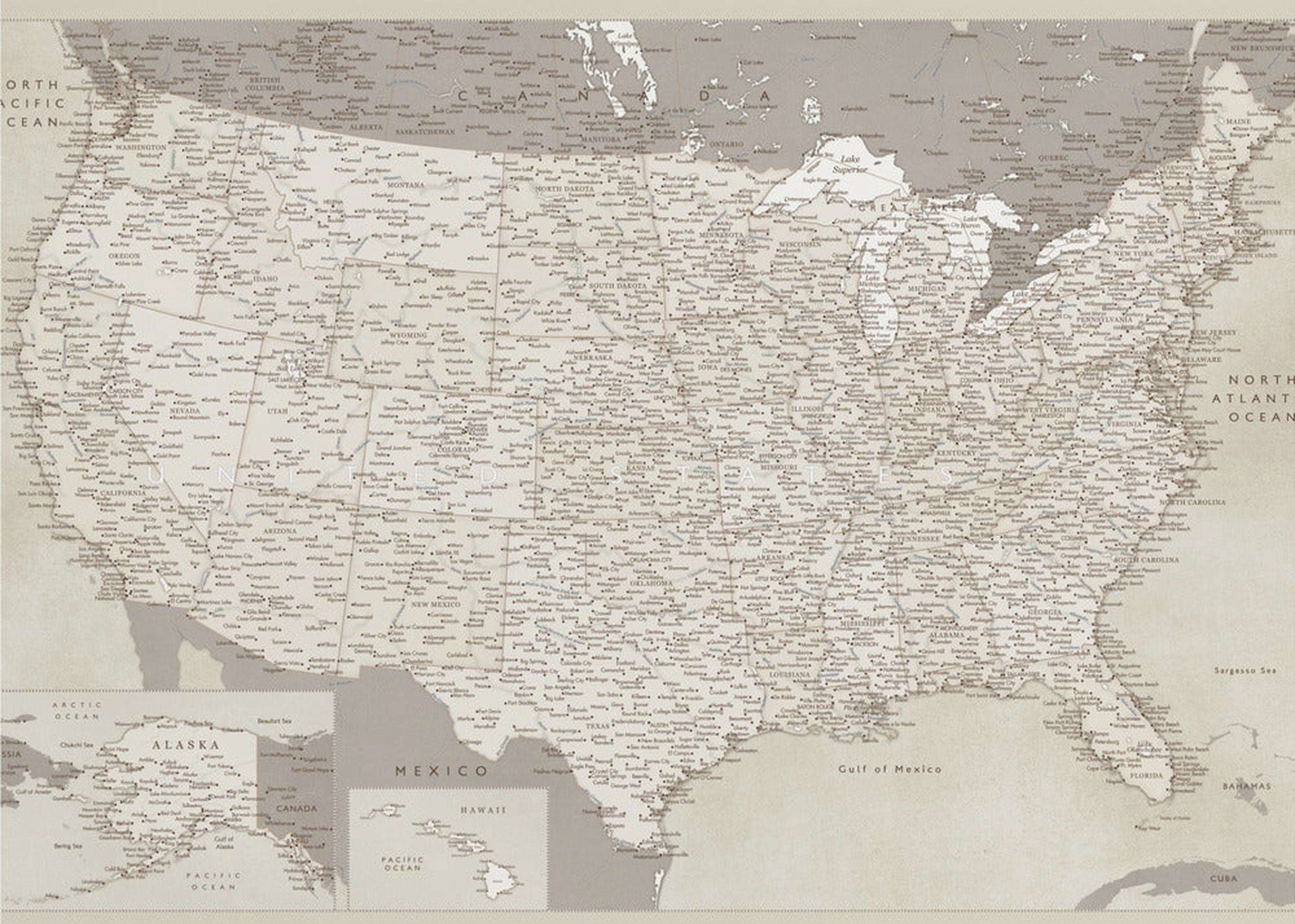 Highly detailed map of the United States, Gentry