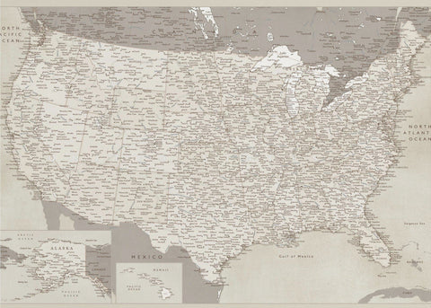 Highly detailed map of the United States, Gentry - upptäck pionjärtiden.