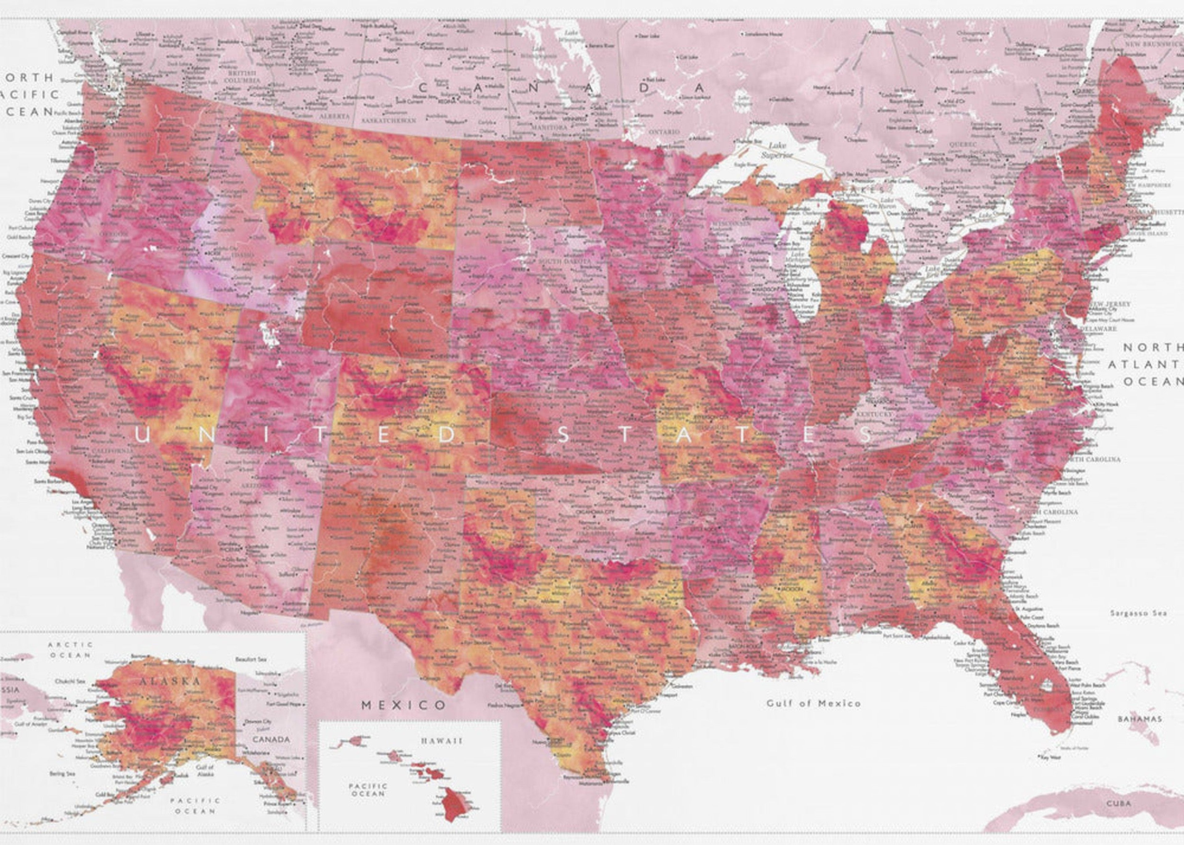 Highly detailed map of the United States, Tatiana