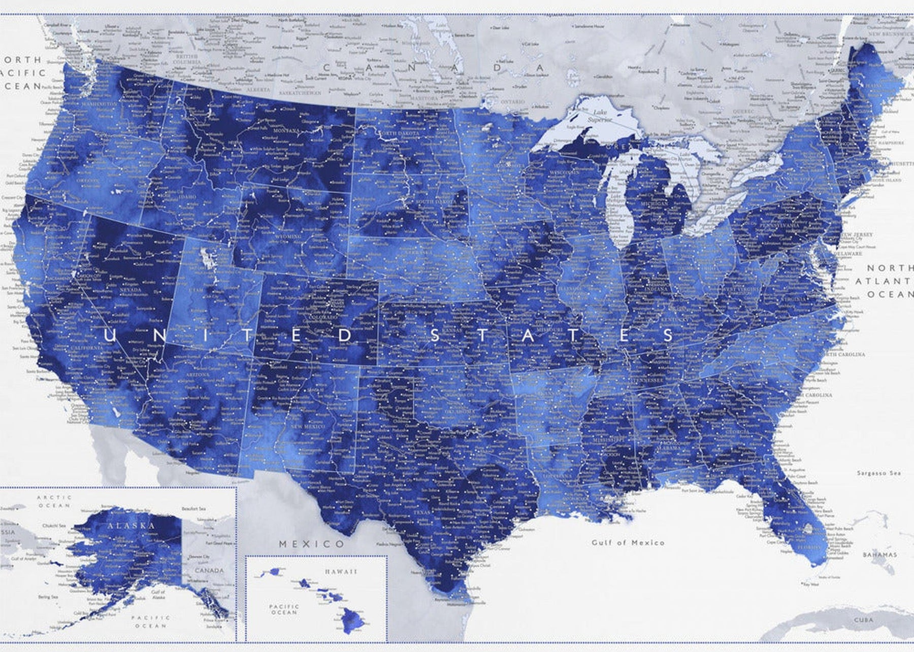Highly detailed map of the United States, Gulzar