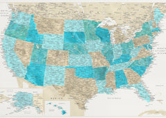 Kartor Highly detailed map of the United States Uxia- detaljerad och elegant – kvalitetsprodukt för ett vackrare och mer h...