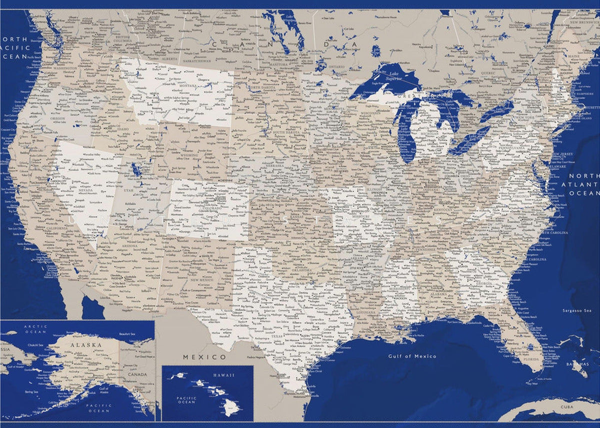 Highly detailed map of the United States, Kameryn - tidlöst elegant karta