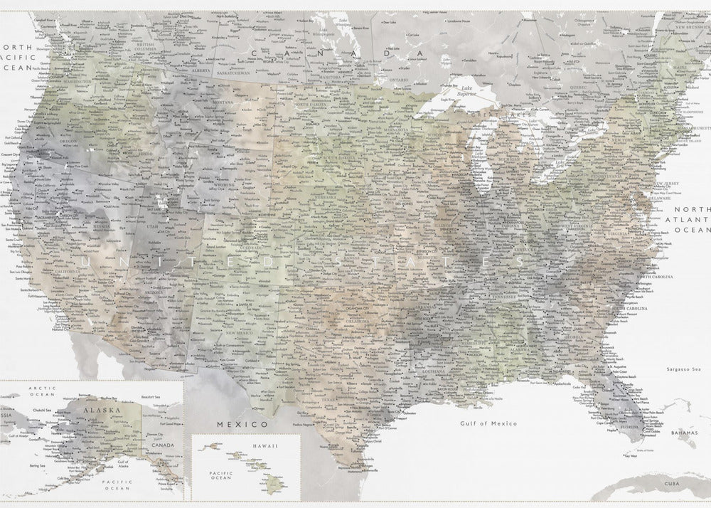 Highly detailed map of the United States, Habiki