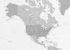 Kartor Gray map of North America with cities – kvalitetsprodukt för ett vackrare och mer hållbart hem