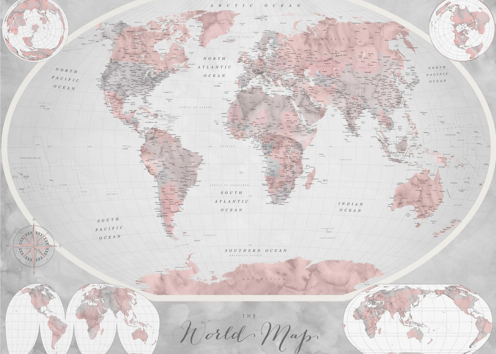 Classic world map in watercolor, Piper