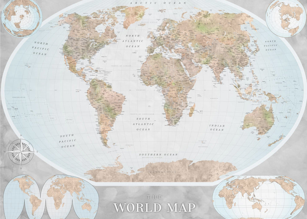 Classic world map in watercolor, Therese