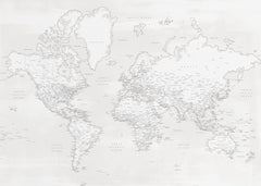 Kartor Detailed world map with cities Maeli white – kvalitetsprodukt för ett vackrare och mer hållbart hem