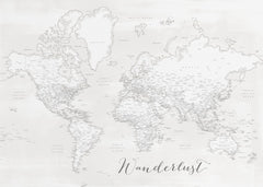 Kartor Wanderlust detailed world map with cities Maeli white – kvalitetsprodukt för ett vackrare och mer hållbart hem