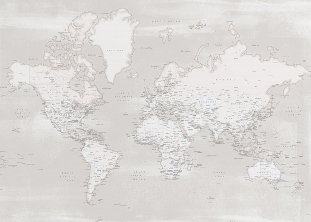 Detailed world map with cities, Maeli warm