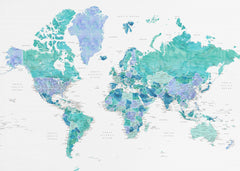 Kartor Detailed world map with cities Caribbean waters – kvalitetsprodukt för ett vackrare och mer hållbart hem