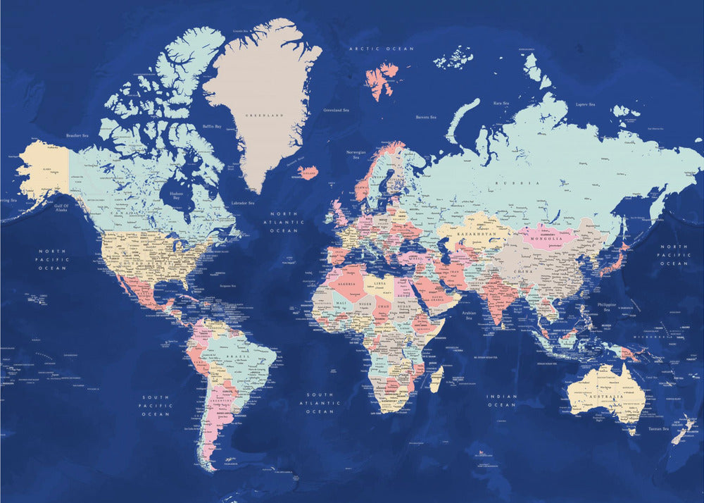 Detailed world map with cities, Powa