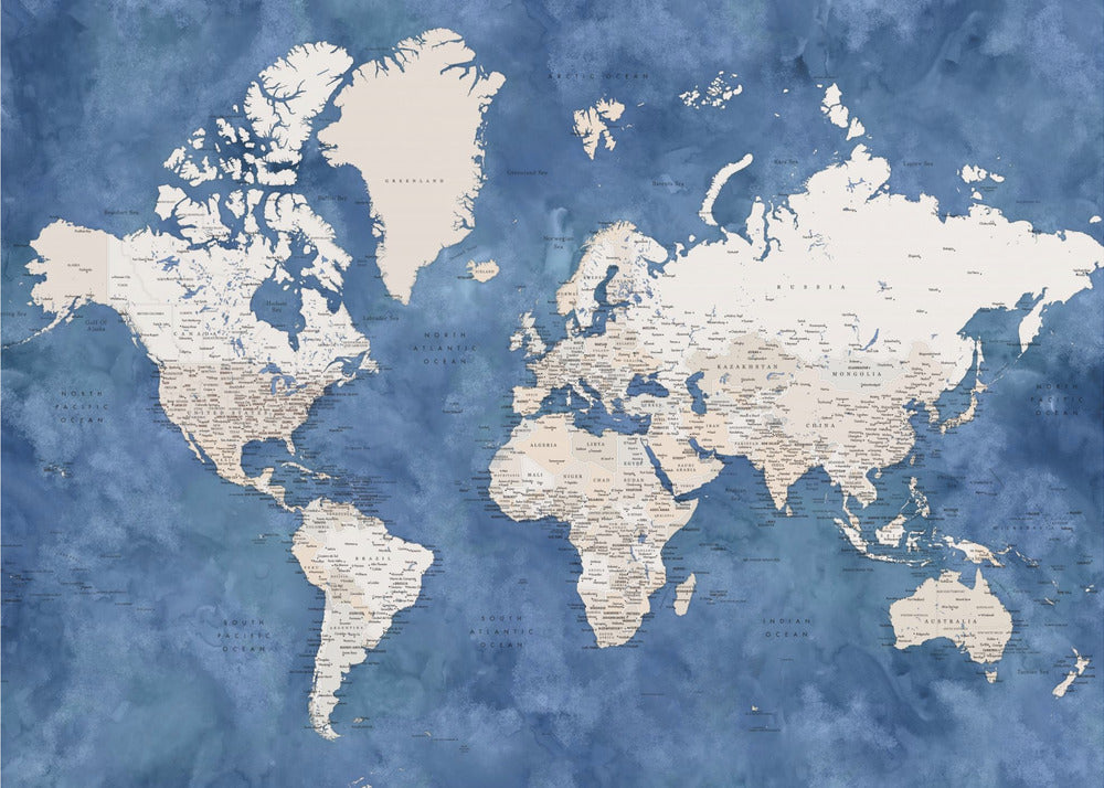 Detailed world map with cities, Sabeen