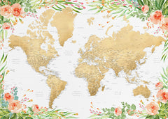 Kartor Floral bohemian world map with cities Blythe – kvalitetsprodukt för ett vackrare och mer hållbart hem