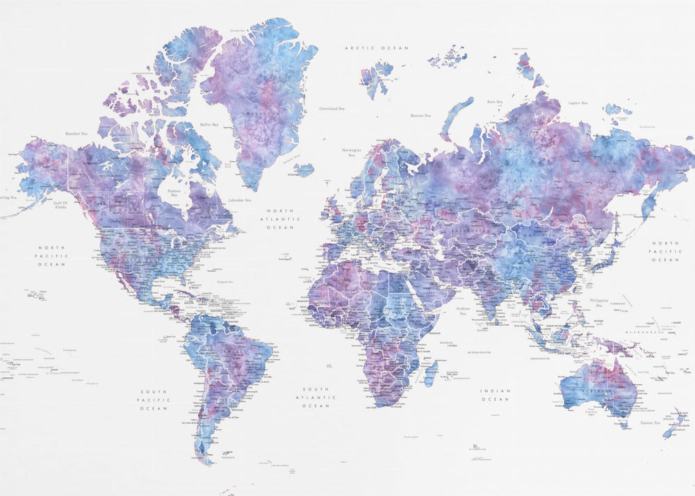 Detailed world map with cities, Raul