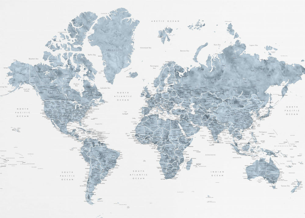 Detailed world map with cities, Ninian