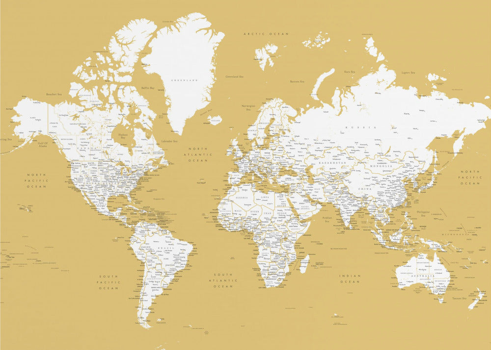 Detailed world map with cities, Andrew