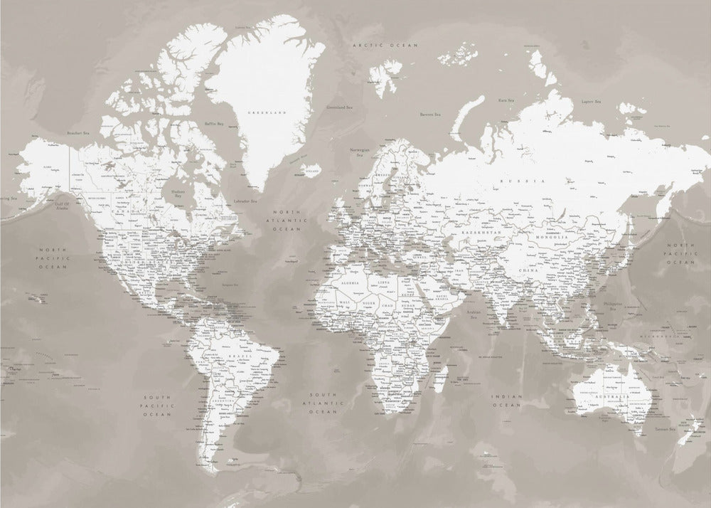 Detailed world map with cities, Orien