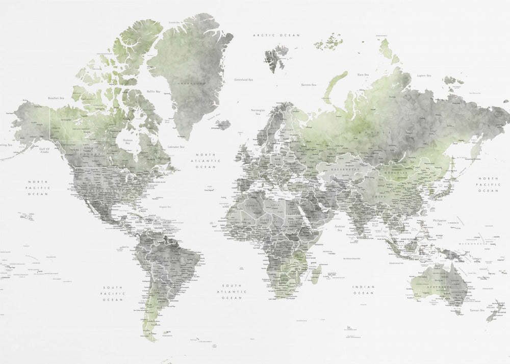 Detailed world map with cities, Hollace