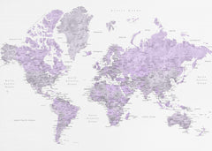 Kartor Watercolor world map with cities Tanya – kvalitetsprodukt för ett vackrare och mer hållbart hem