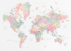 Soft Watercolor World Map