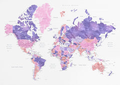 Pink Purple World Map