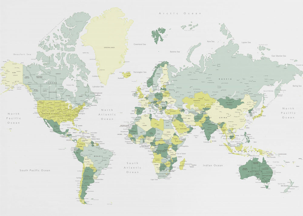 Green world map with cities, Kapueo