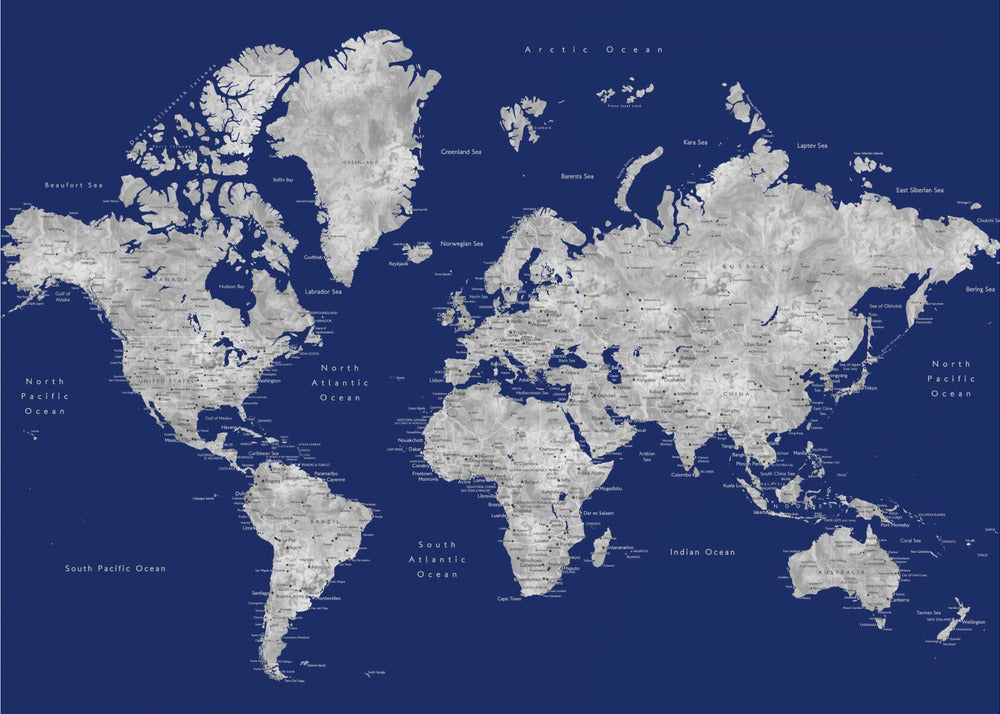 Watercolor world map with cities, Kawena