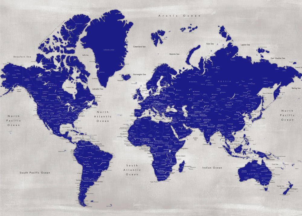 Distressed world map with cities, Delaney