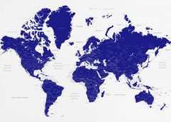 Kartor Navy blue world map with cities Nevin – kvalitetsprodukt för ett vackrare och mer hållbart hem