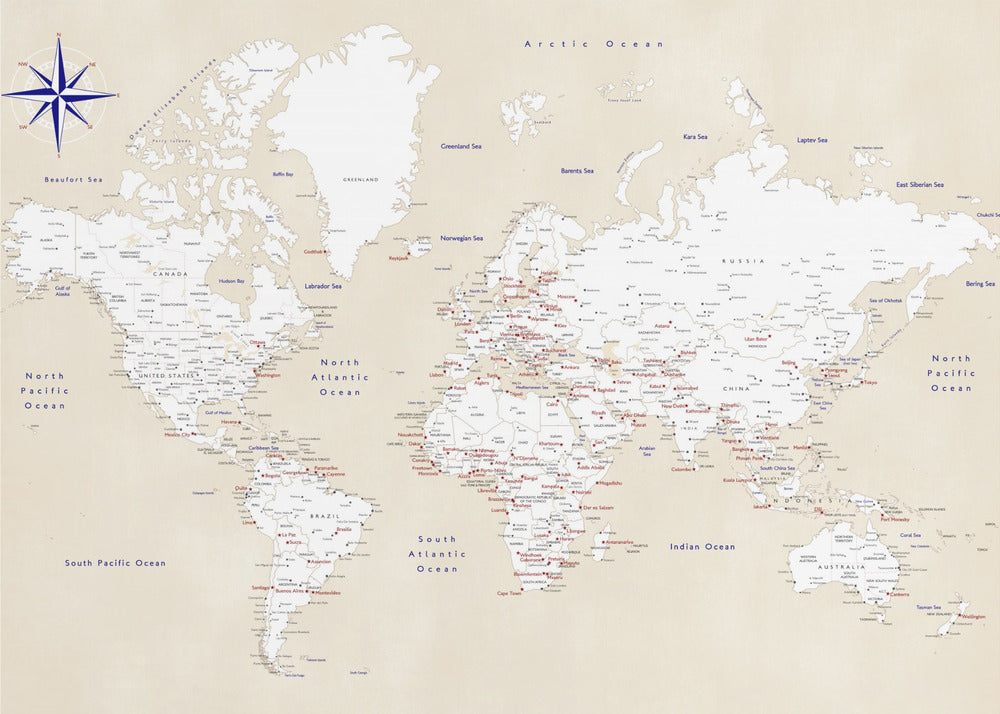 Rustic world map with cities, Deuce