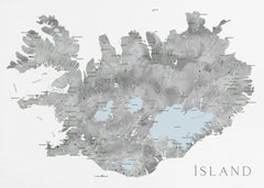 Kartor Island - Iceland map in gray watercolor with native labels – kvalitetsprodukt för ett vackrare och mer hållbart hem