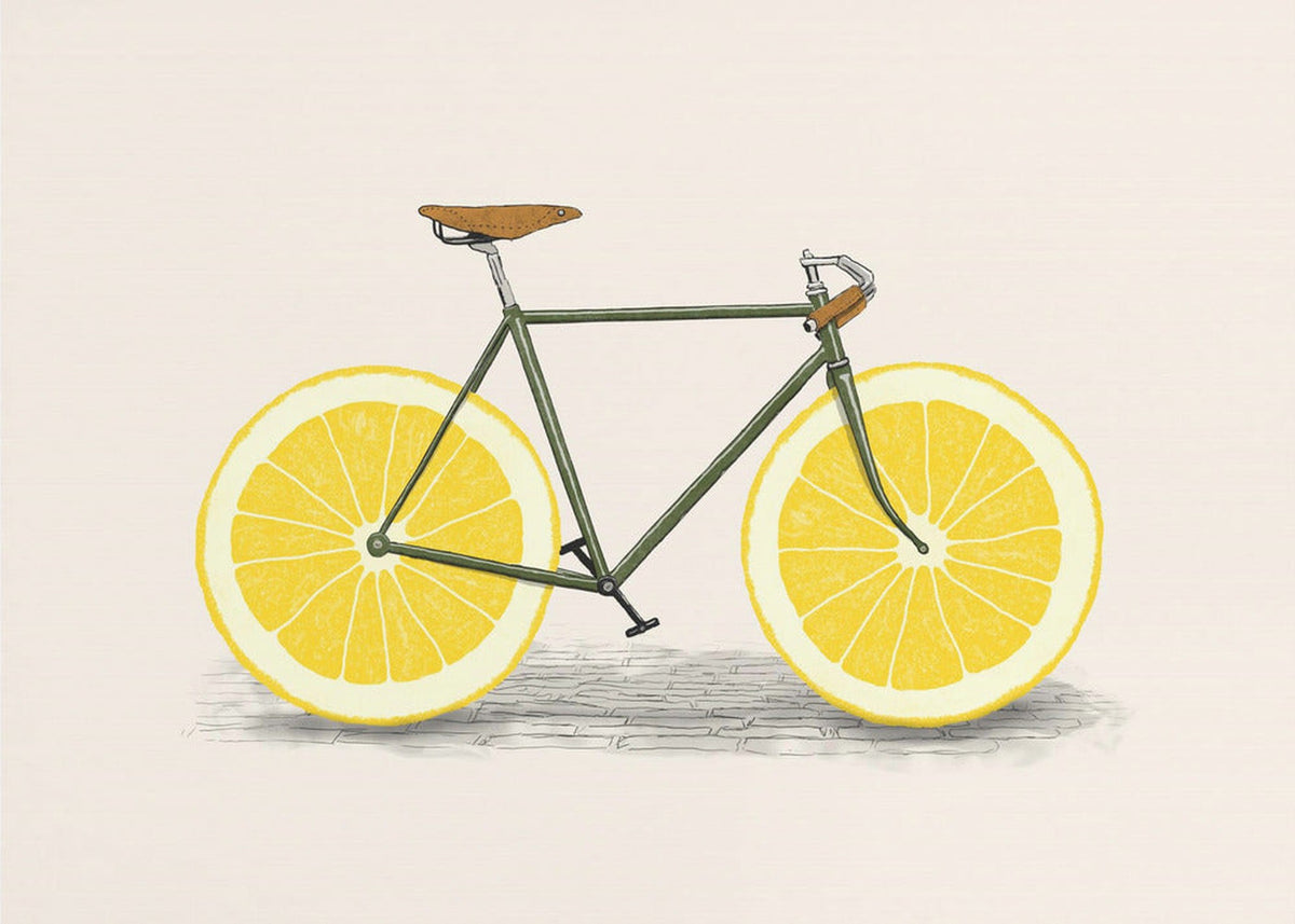 Zest - Fototapet med cykel och citroner i illustration