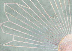 monster Gold geometric sun rays mural green – kvalitetsprodukt för ett vackrare och mer hållbart hem
