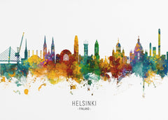 Helsinki Watercolor Skyline