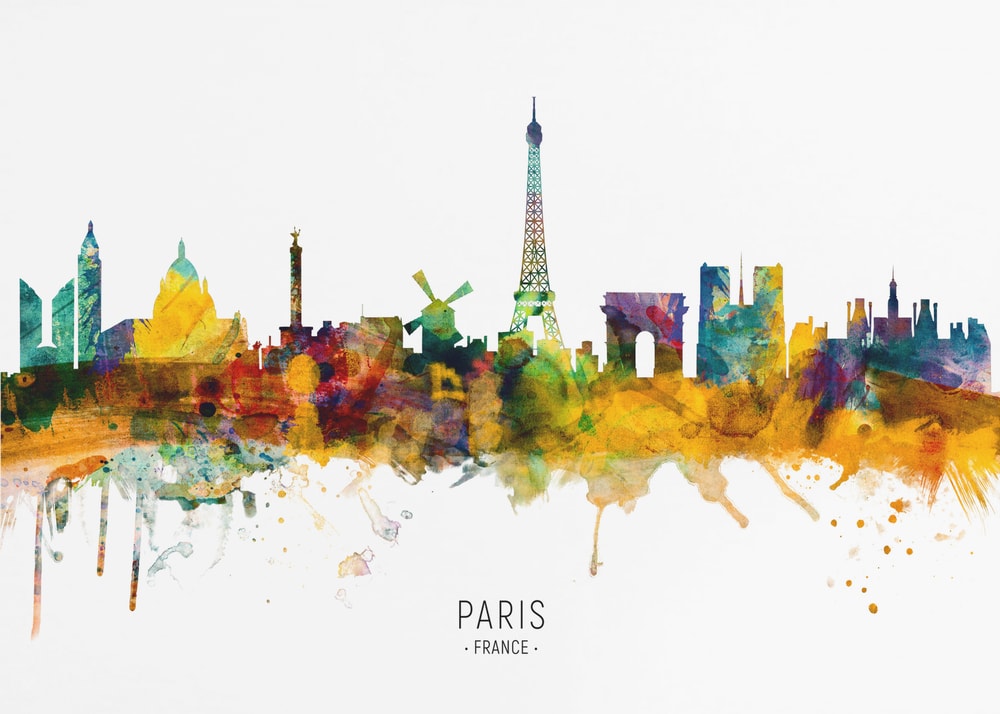 Paris Watercolor Skyline