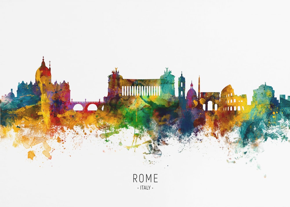 Rome Watercolor Skyline