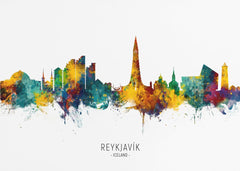 Reykjavík Watercolor Skyline