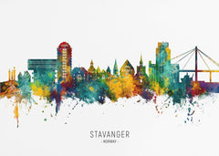 Stavanger Watercolor Skyline