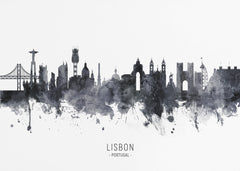 Lisbon Watercolor Skyline