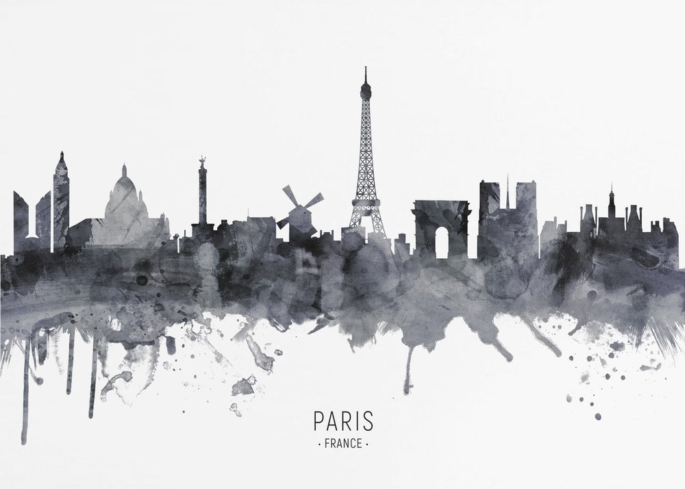 Paris Watercolor Skyline