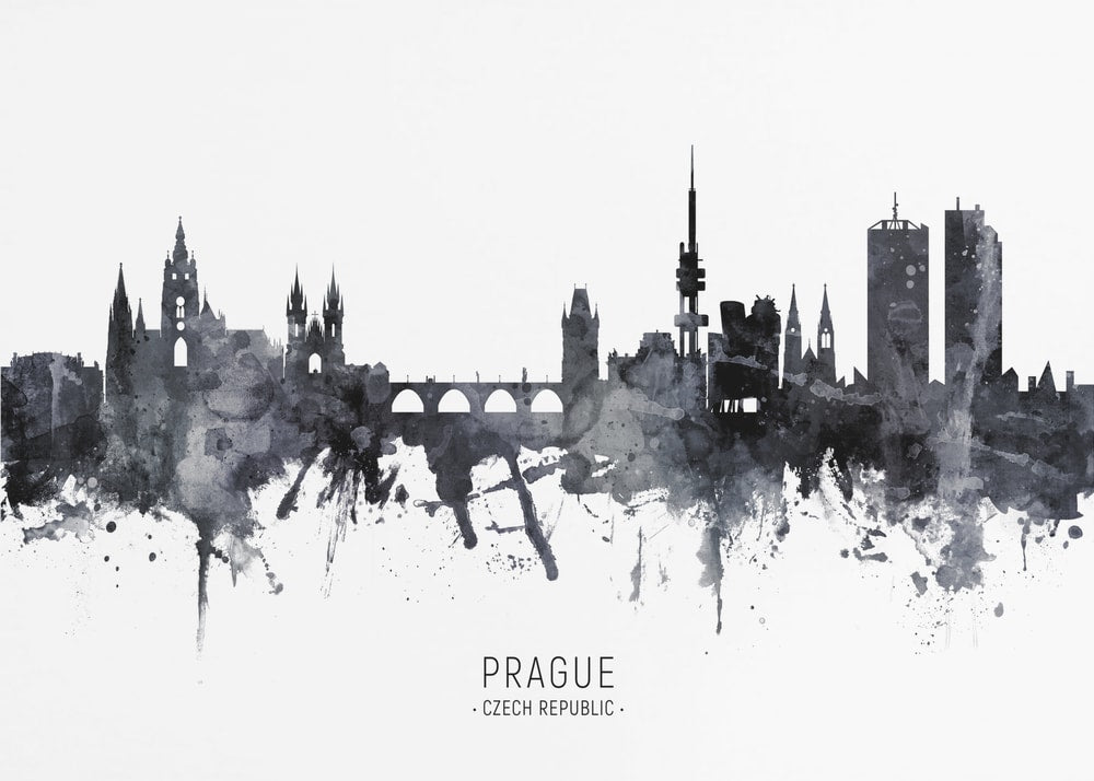 Prague Watercolor Skyline