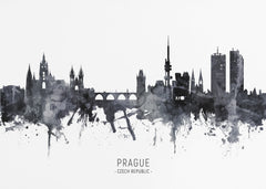 Prague Watercolor Skyline