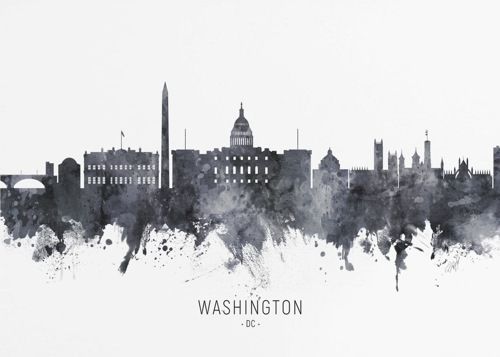 Watercolor Washington DC Skyline